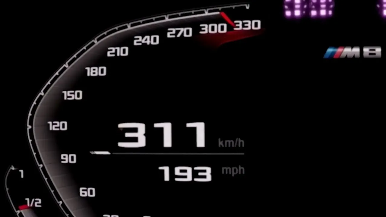 BMW M8 Gran Coupe Competition mileage guage meter