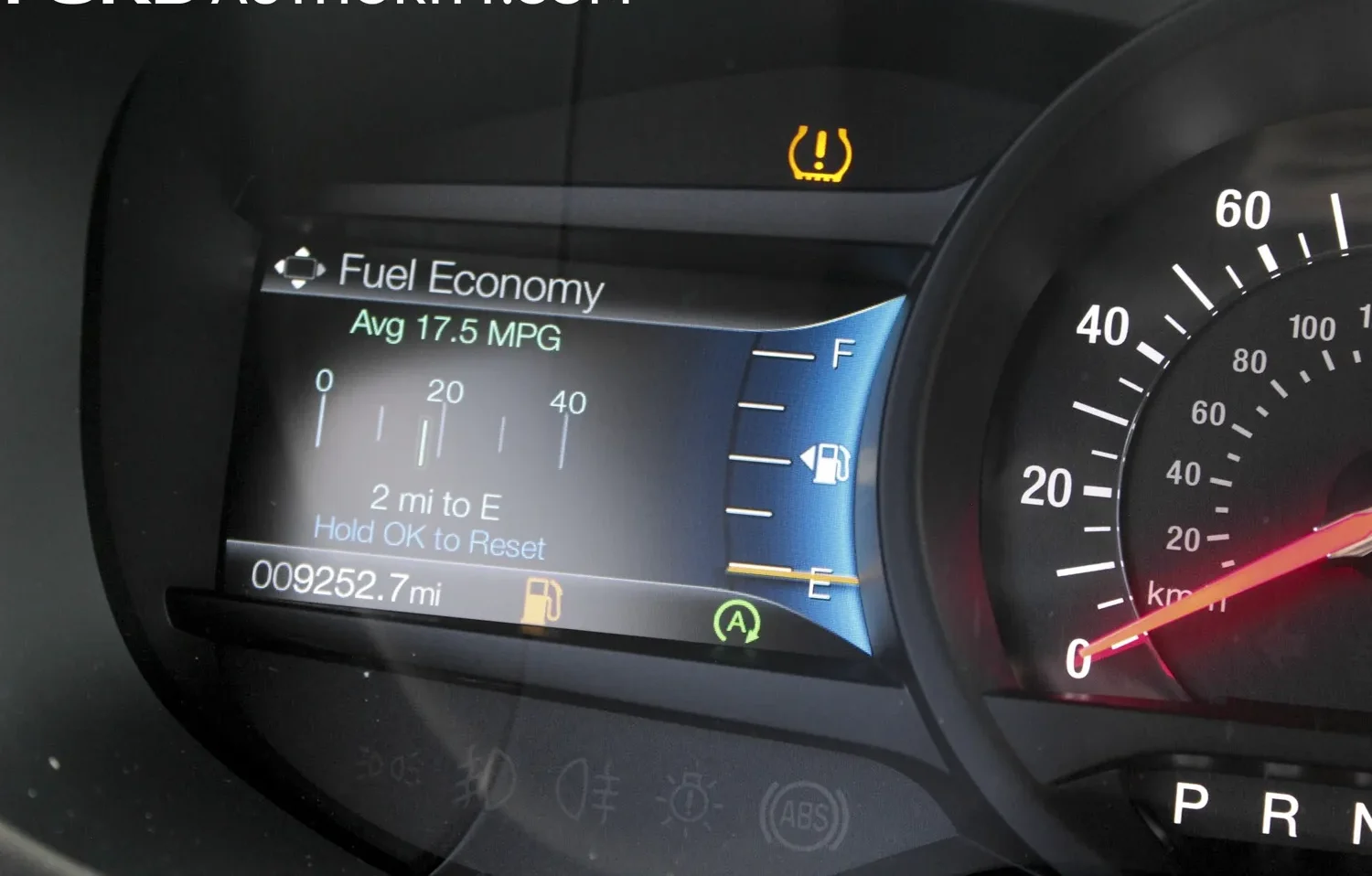 Ford Explorer Platinum Hybrid Fuel Mileage board