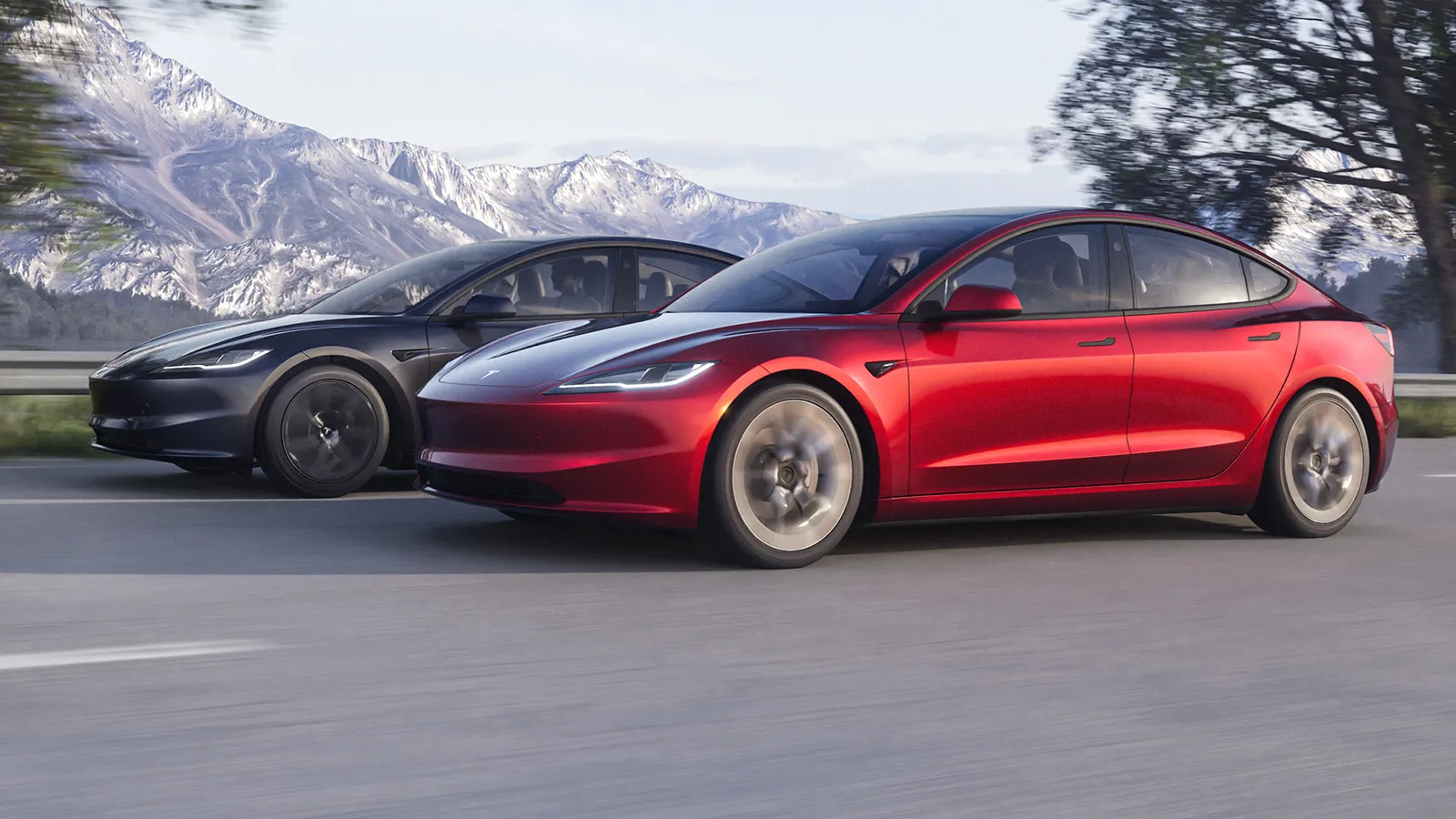 Red and Black Tesla Model 2 Compact